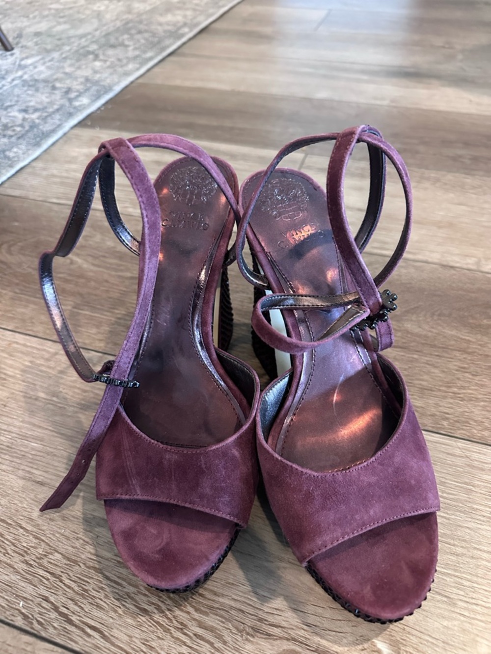 Vince Camuto Women's Plum Suede Strappy Heels